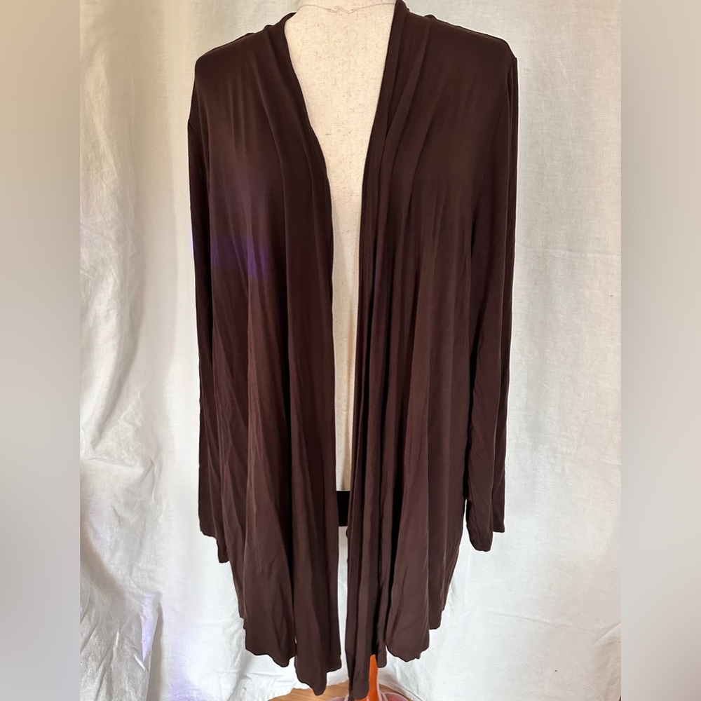Karen Scott Open Front Sweater in Chocolate Brown Sz. XXL